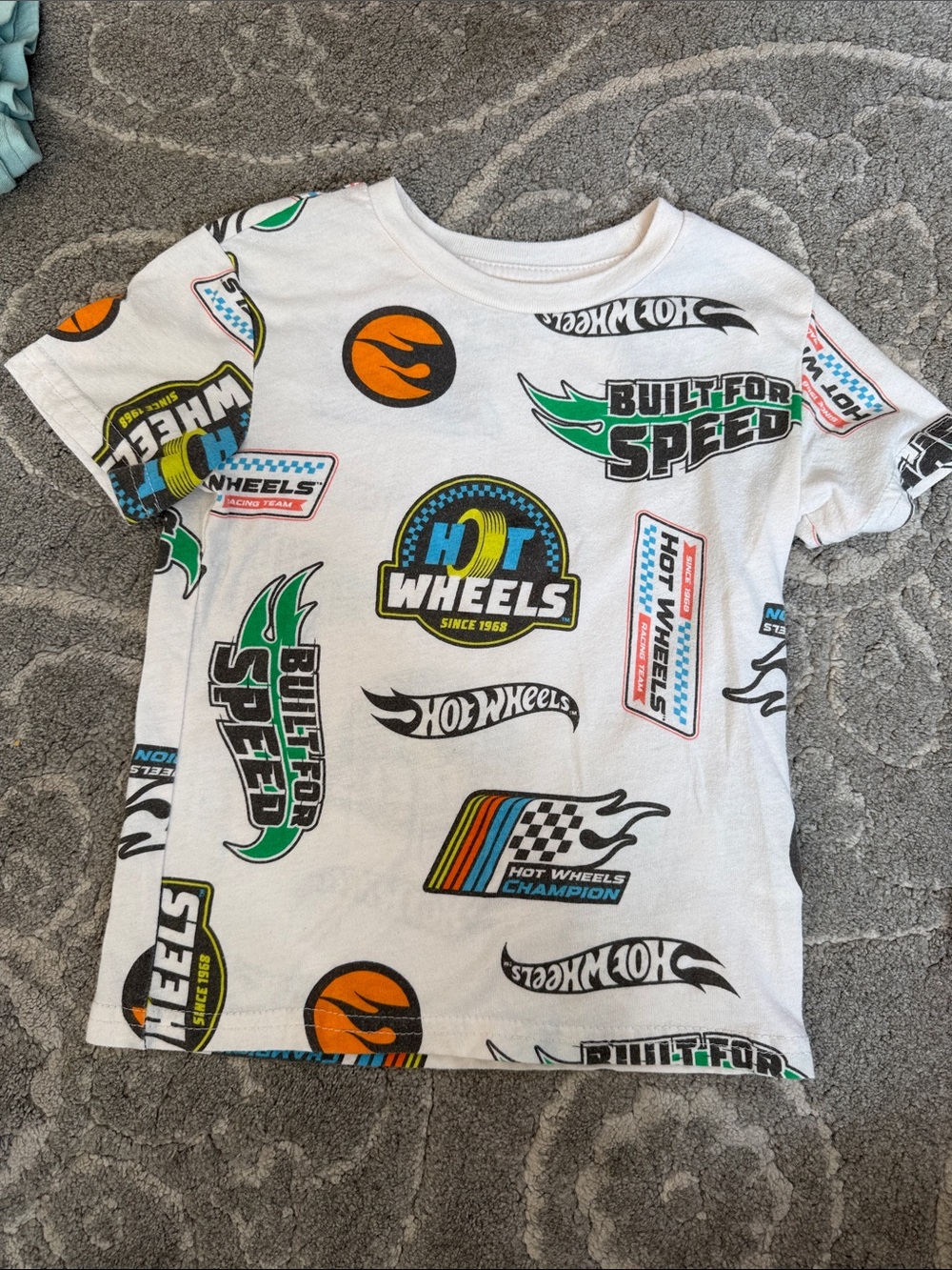 jumping beans White Hot Wheels Logo Tee with Green & Orange Accents